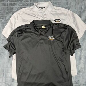 Geek Squad Uniform Bundle Port Authority Button Down & Polo Mens XL Grey Black